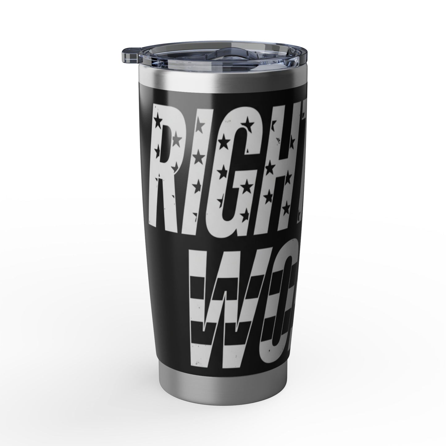 20oz Tumbler — Right Wing Woman (Black & White, American Flag Accent)