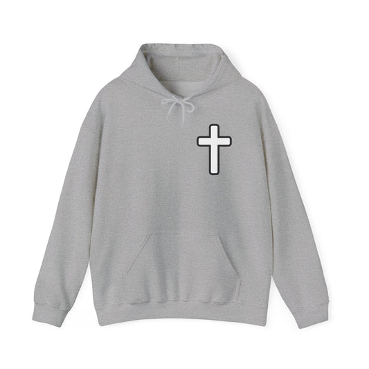 He > I Hoodie — Christian Faith Statement Pullover (He Is Greater Than I)