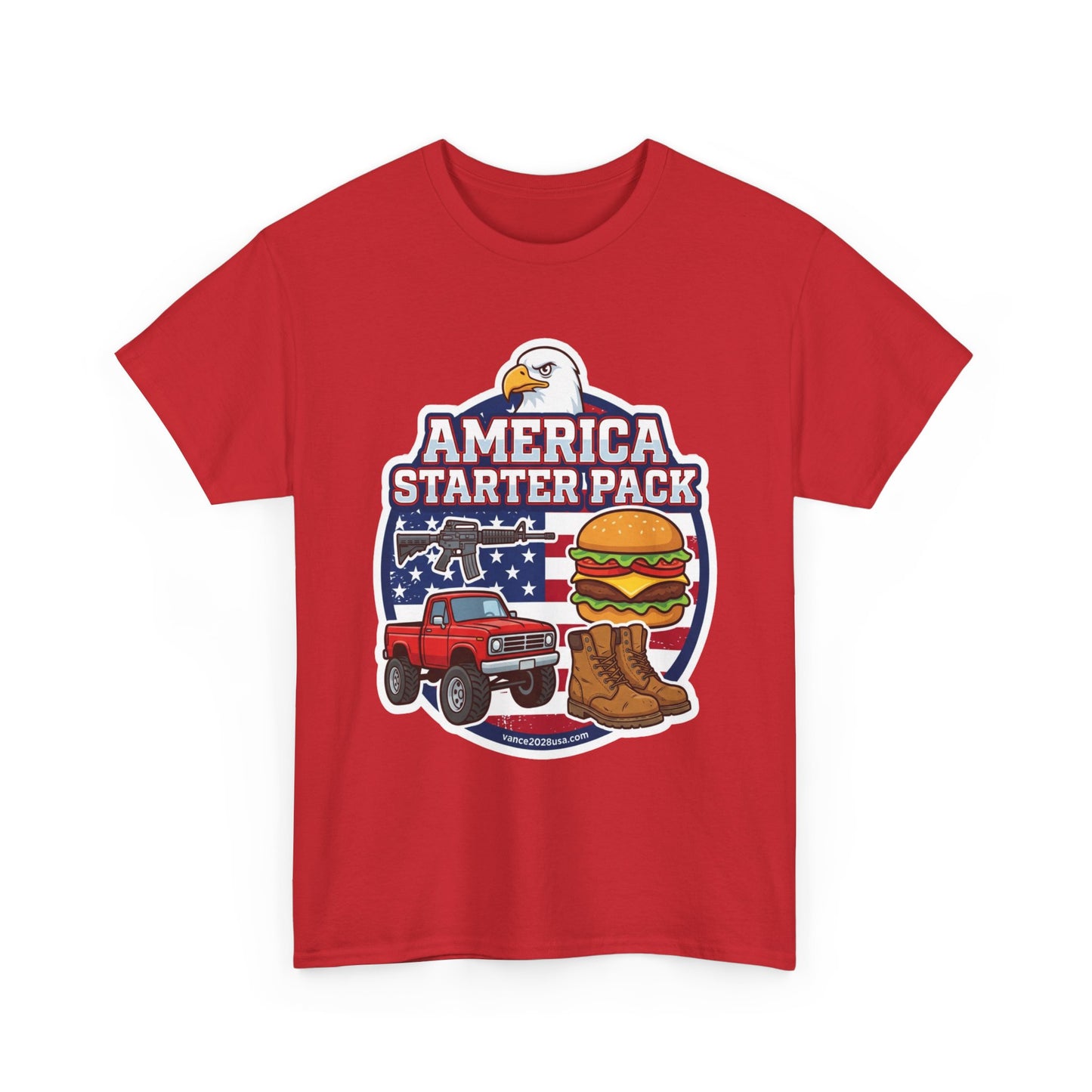 America Starter Pack T-Shirt — Patriotic Truck, Burger & Boots Tee