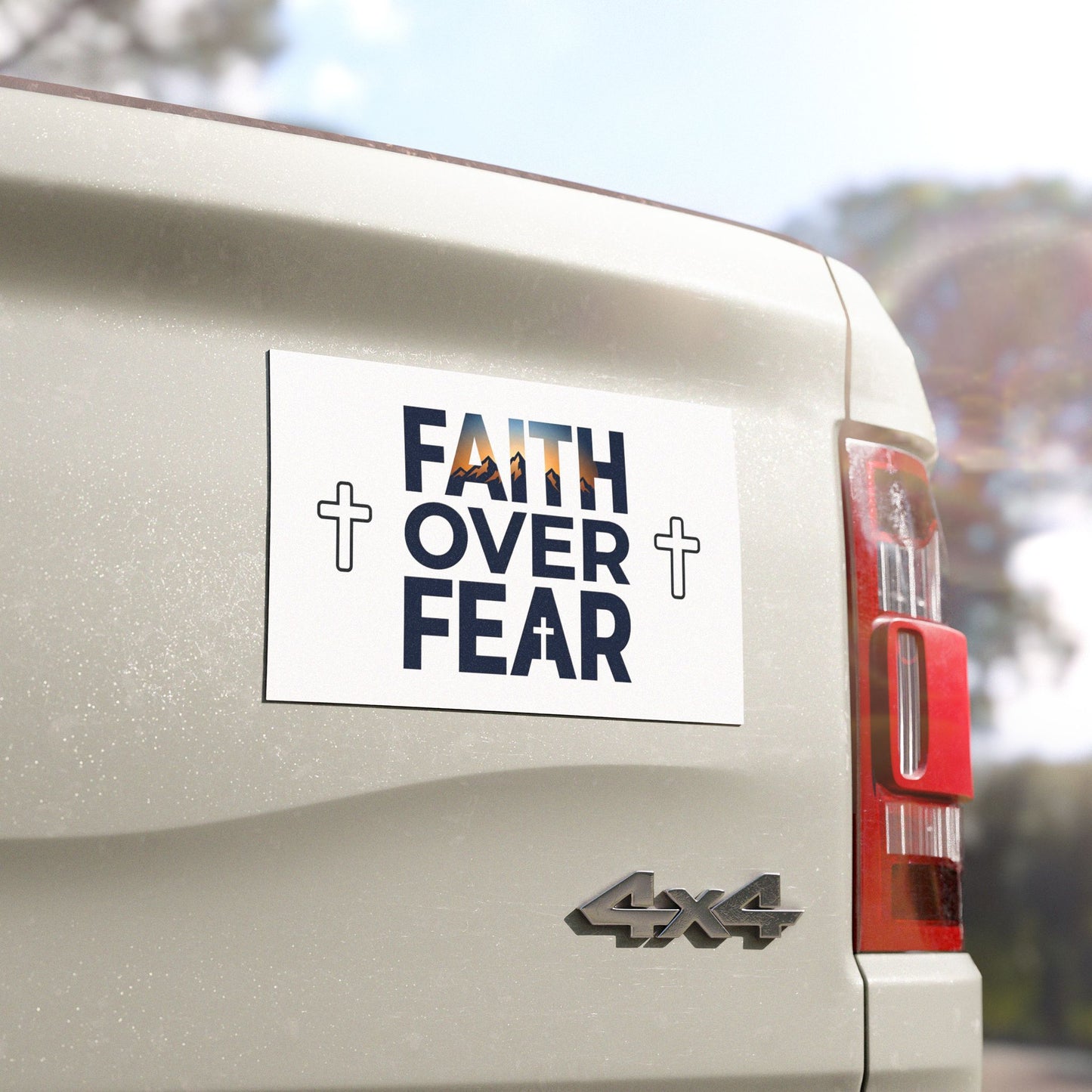 Faith Over Fear Car Magnet — Christian Inspirational Vehicle Decal
