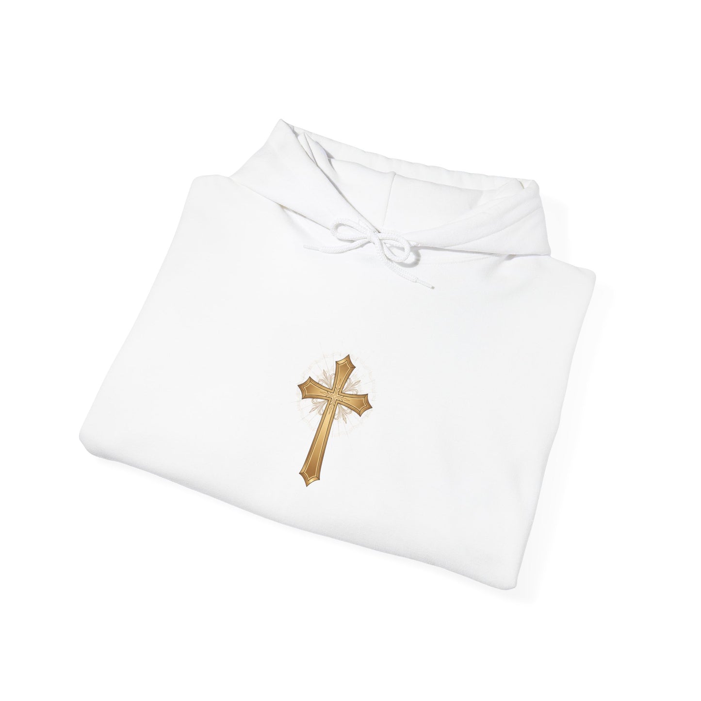 Cross Emblem Hoodie — 'HE > I' Christian Faith Pullover