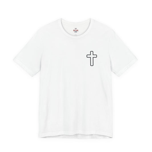 Faith Roots Family Fruits T‑Shirt — Cross Chest & Tree Back Graphic