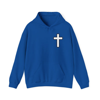 He > I Hoodie — Christian Faith Statement Pullover (He Is Greater Than I)