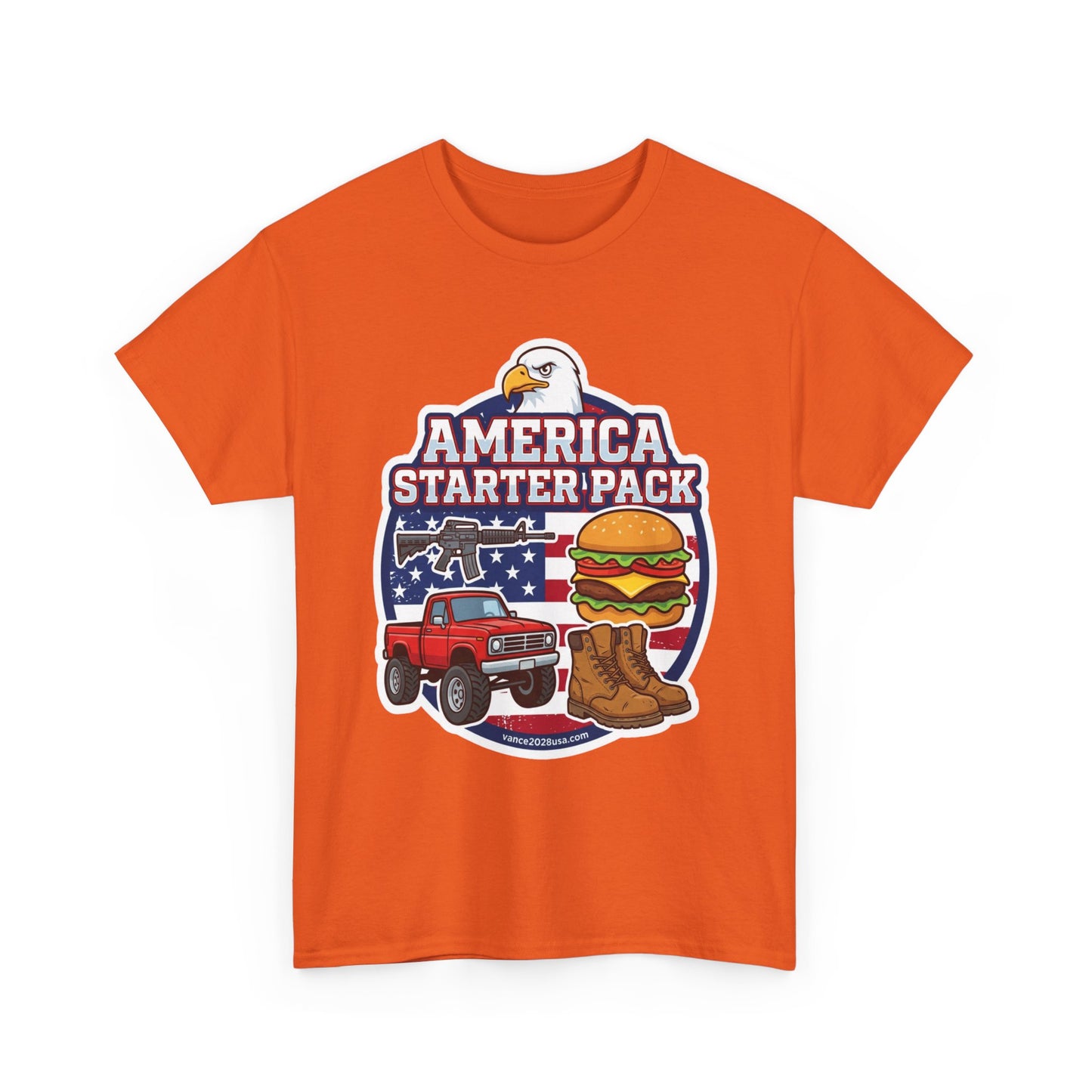 America Starter Pack T-Shirt — Patriotic Truck, Burger & Boots Tee