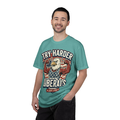 "Try Harder Liberals" T-Shirt — Patriotic Eagle Political Tee (Est. 1776)