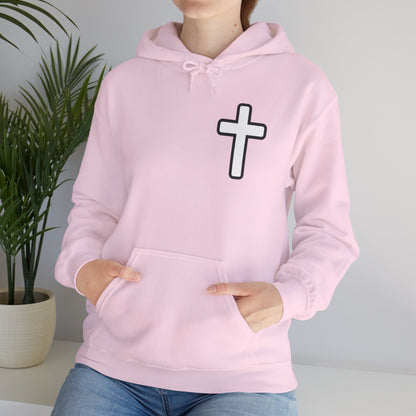 He > I Hoodie — Christian Faith Statement Pullover (He Is Greater Than I)