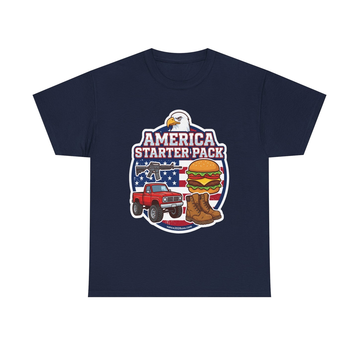 America Starter Pack T-Shirt — Patriotic Truck, Burger & Boots Tee