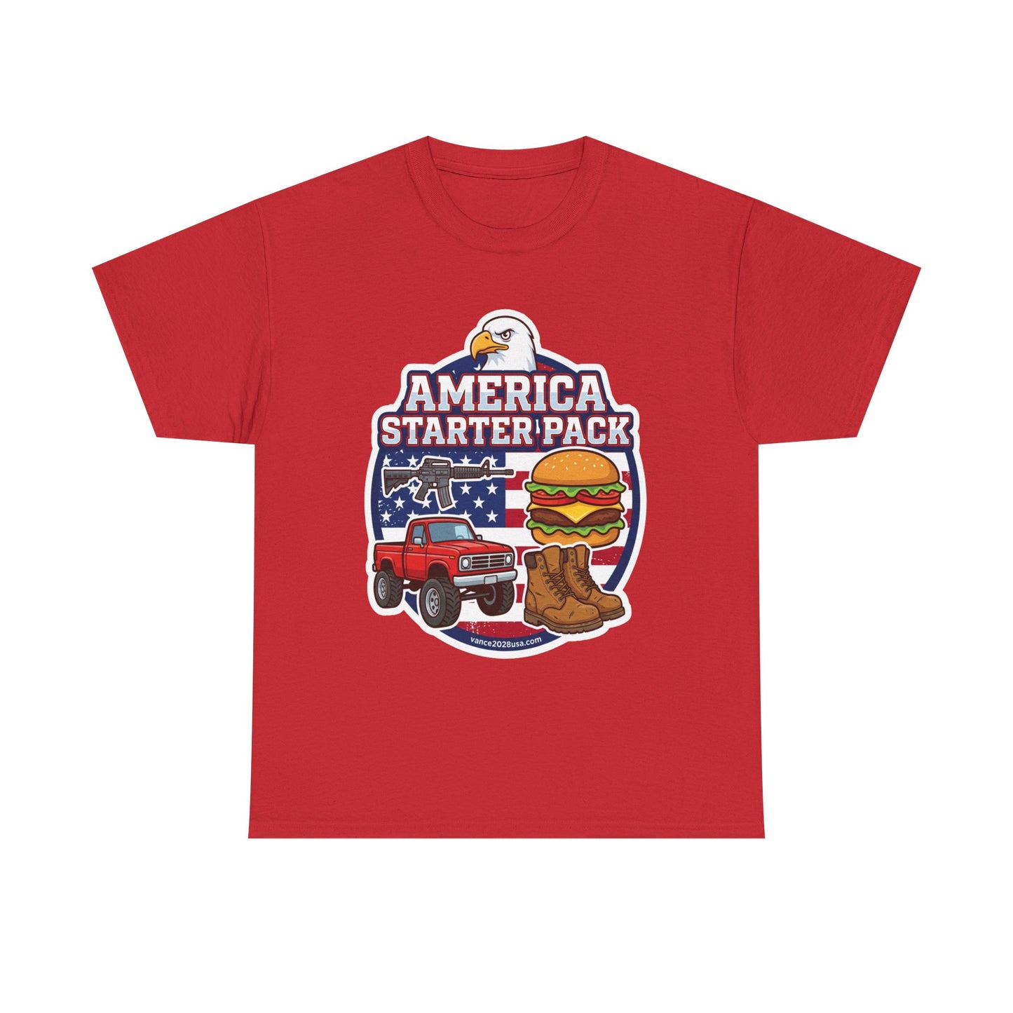 America Starter Pack T-Shirt — Patriotic Truck, Burger & Boots Tee
