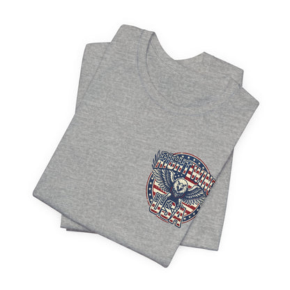 Professional Button Pusher Tee — Patriotic Eagle & Donkey Political Graphic Shirt