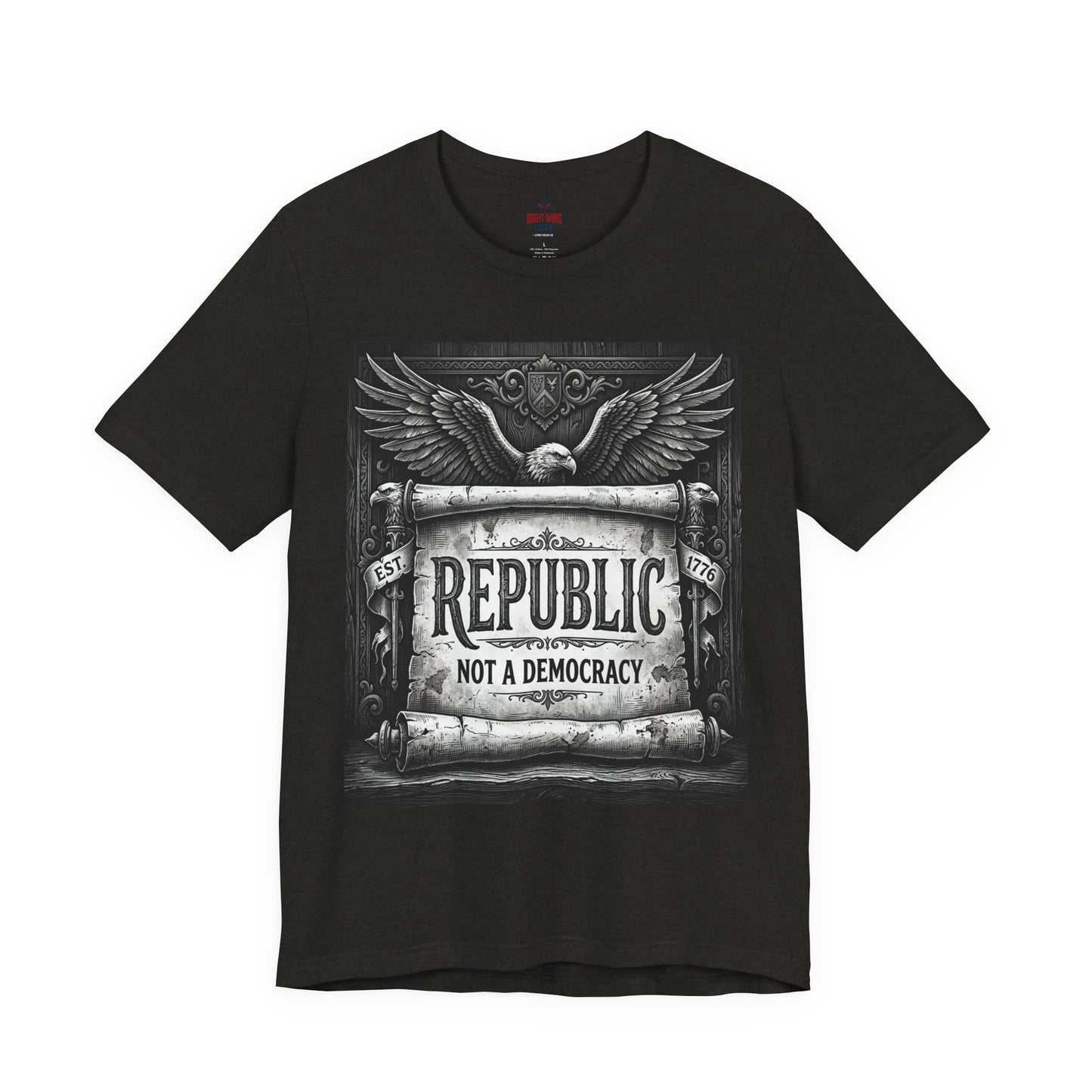 Republic Not a Democracy Graphic Tee — Patriotic Eagle Vintage T‑Shirt