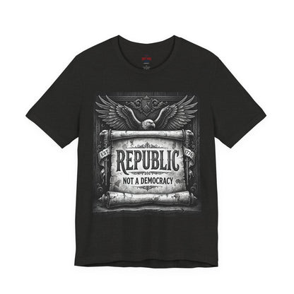 Republic Not a Democracy Graphic Tee — Patriotic Eagle Vintage T‑Shirt