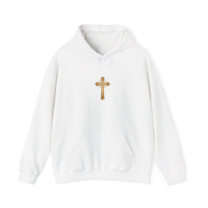 Cross Emblem Hoodie — 'HE > I' Christian Faith Pullover