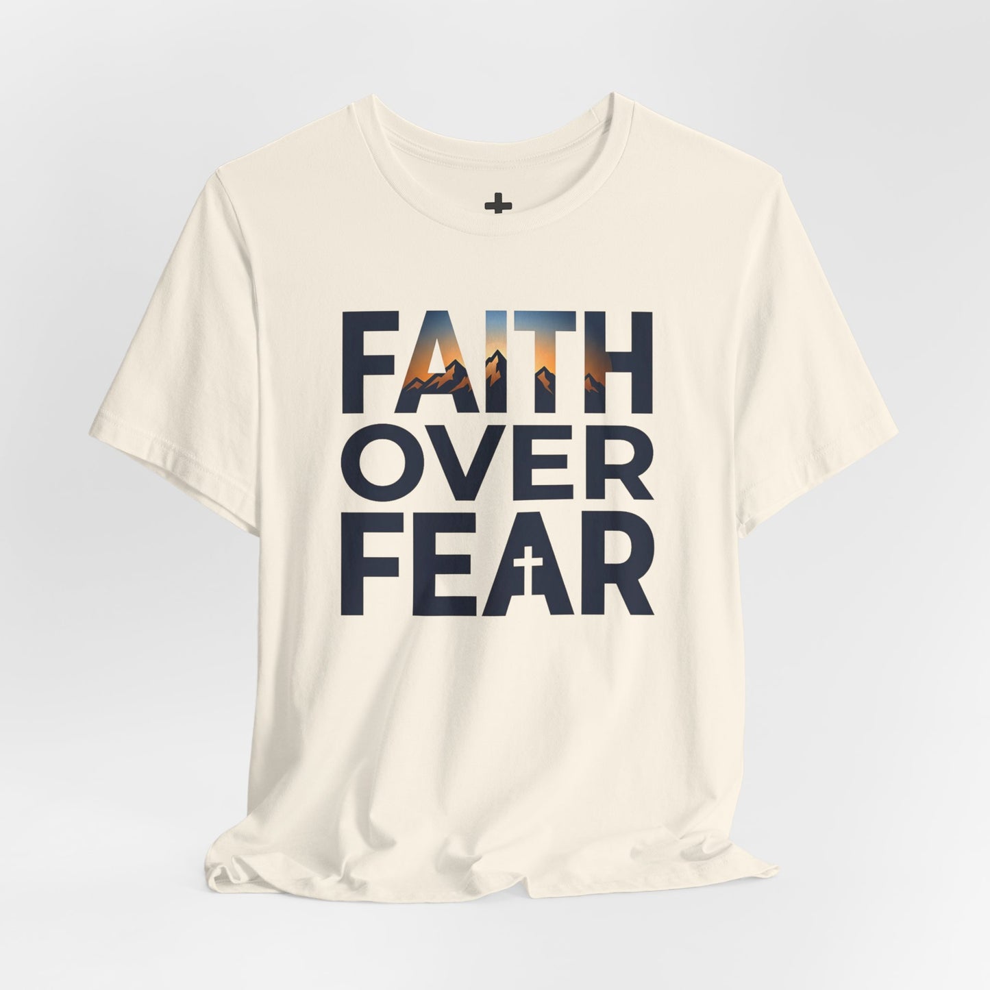 Faith Over Fear T-Shirt — Inspirational Christian Tee with Cross Graphic