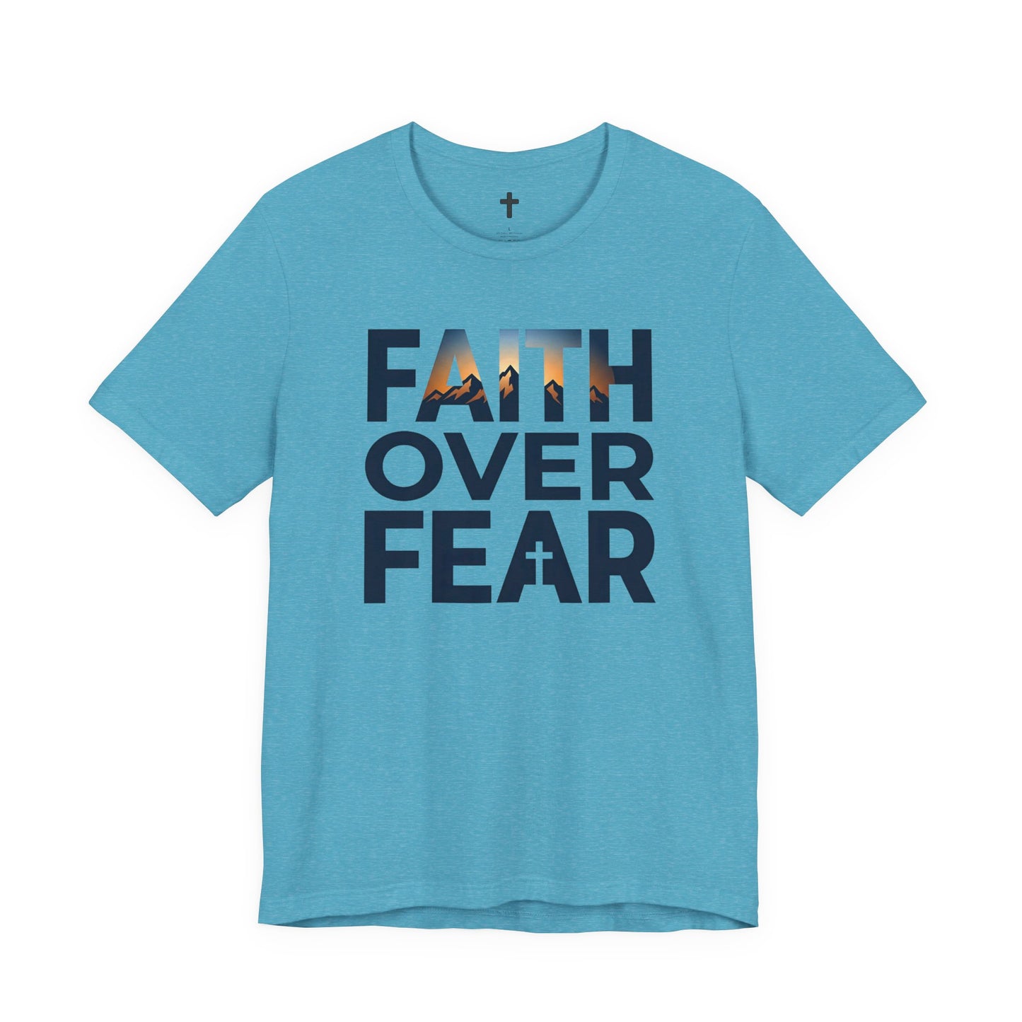 Faith Over Fear T-Shirt — Inspirational Christian Tee with Cross Graphic