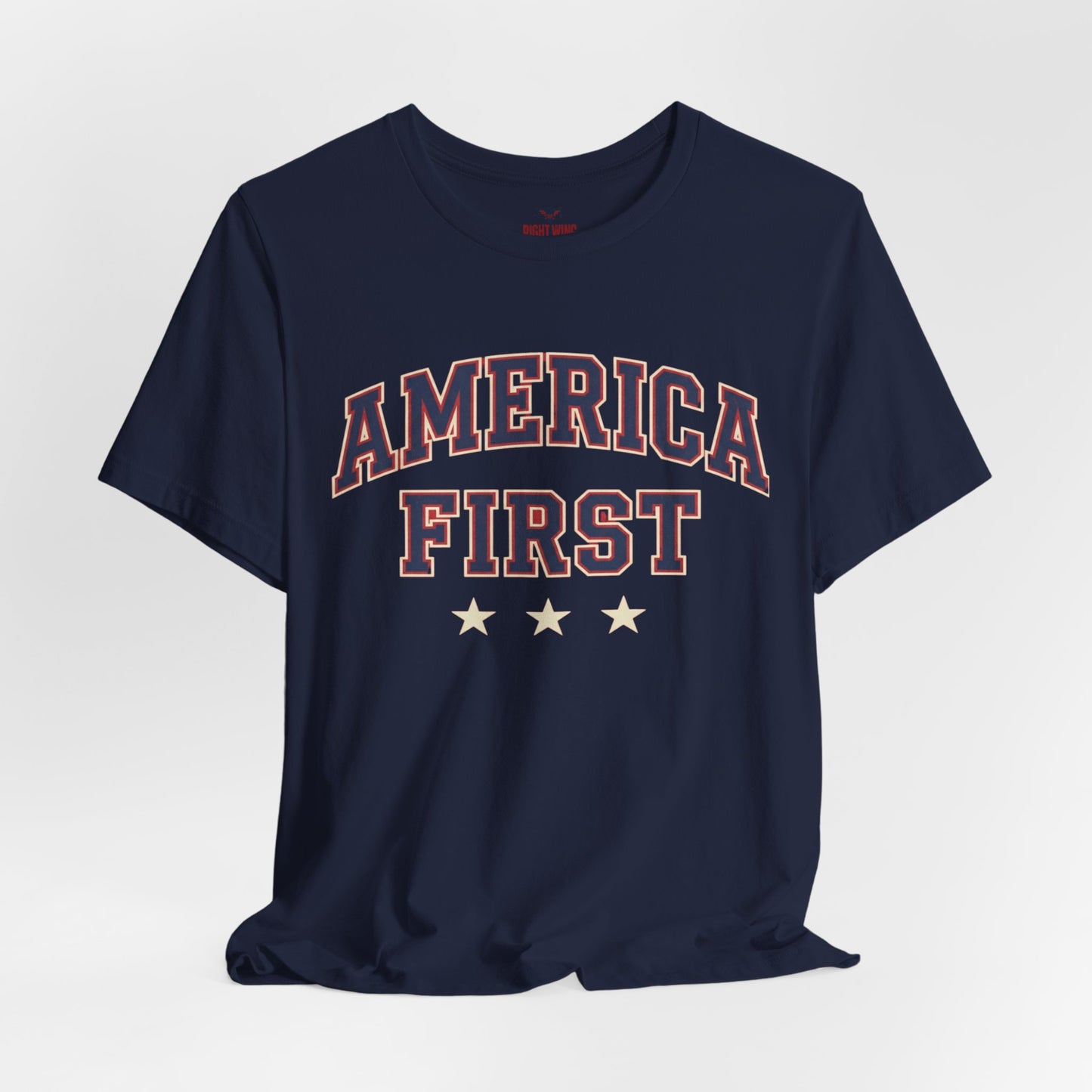 America First Graphic Tee — Patriotic USA Short Sleeve Shirt