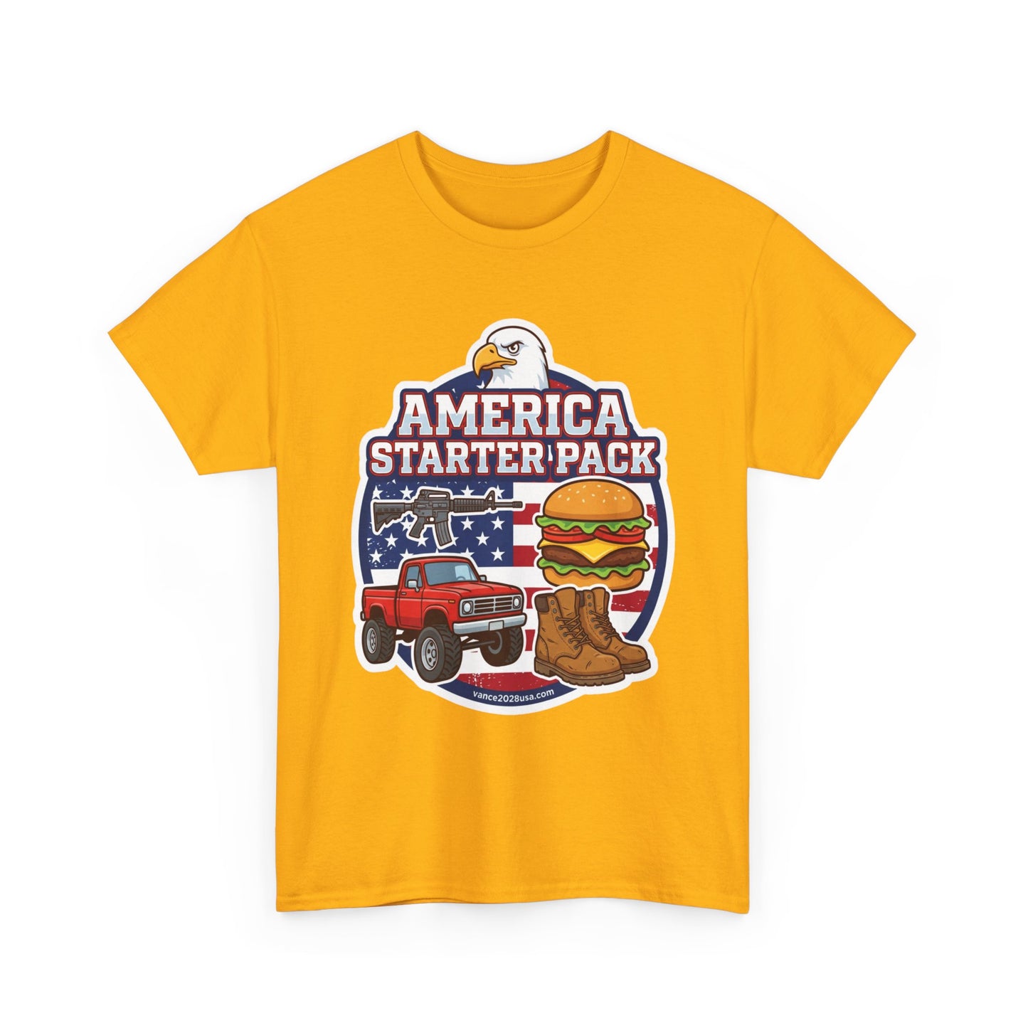 America Starter Pack T-Shirt — Patriotic Truck, Burger & Boots Tee