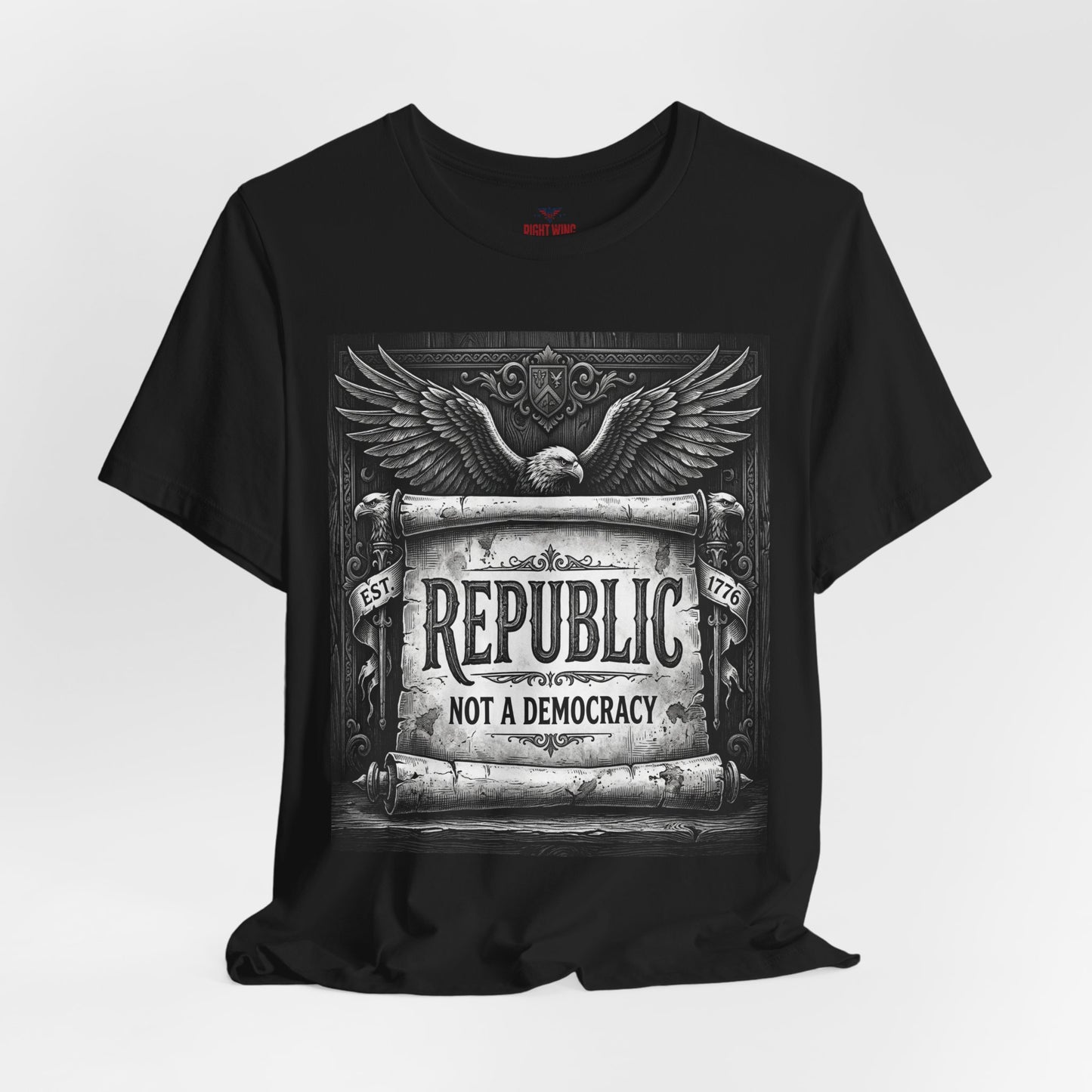 Republic Not a Democracy Graphic Tee — Patriotic Eagle Vintage T‑Shirt