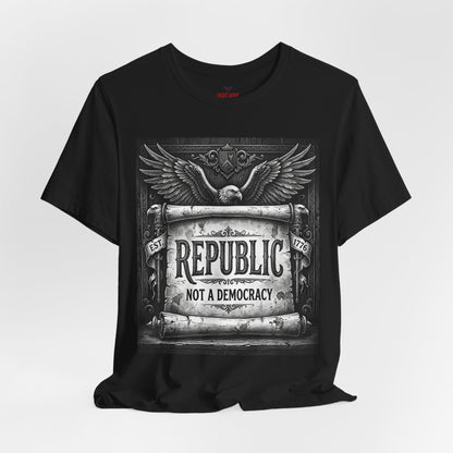 Republic Not a Democracy Graphic Tee — Patriotic Eagle Vintage T‑Shirt