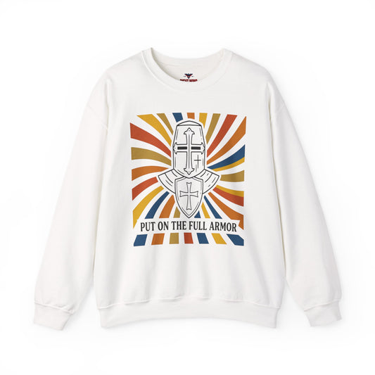 Armor of Faith Crewneck Sweatshirt — "Put On The Full Armor" Christian Graphic Pullover