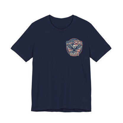 Professional Button Pusher Tee — Patriotic Eagle & Donkey Political Graphic Shirt
