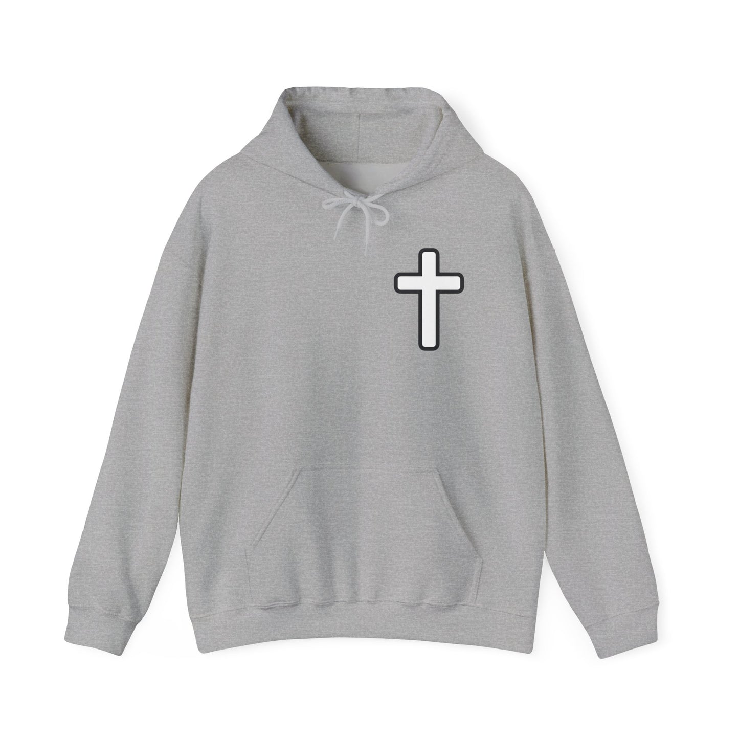 He > I Hoodie — Christian Faith Statement Pullover (He Is Greater Than I)