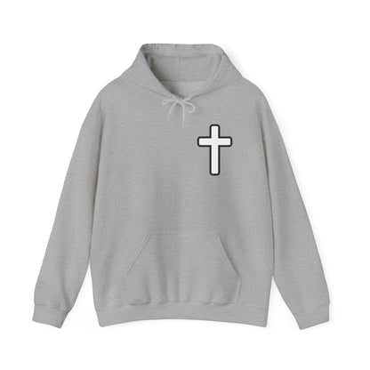 He > I Hoodie — Christian Faith Statement Pullover (He Is Greater Than I)