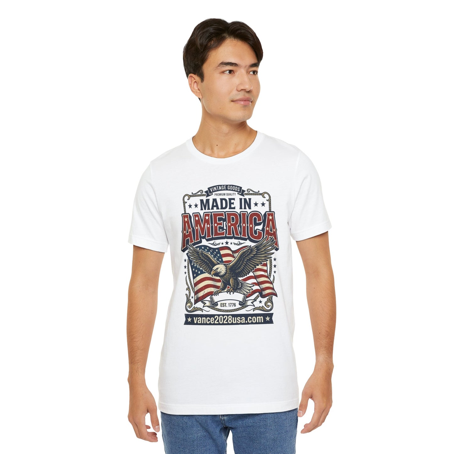 Patriotic Cotton T-Shirt – Vintage Eagle & Flag