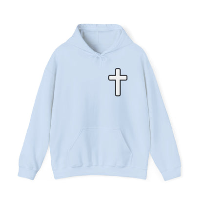 He > I Hoodie — Christian Faith Statement Pullover (He Is Greater Than I)