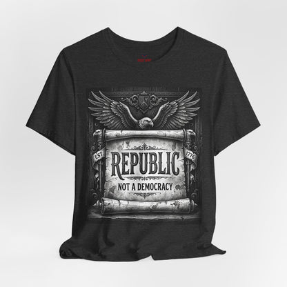 Republic Not a Democracy Graphic Tee — Patriotic Eagle Vintage T‑Shirt