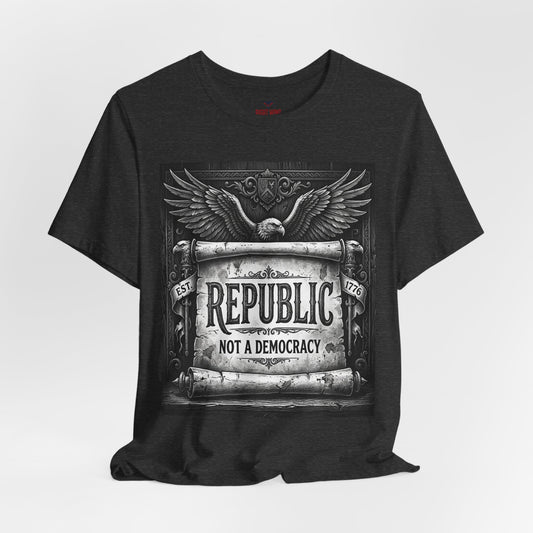 Republic Not a Democracy Graphic Tee — Patriotic Eagle Vintage T‑Shirt
