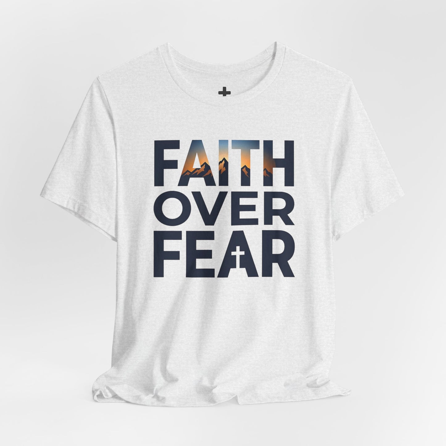 Faith Over Fear T-Shirt — Inspirational Christian Tee with Cross Graphic