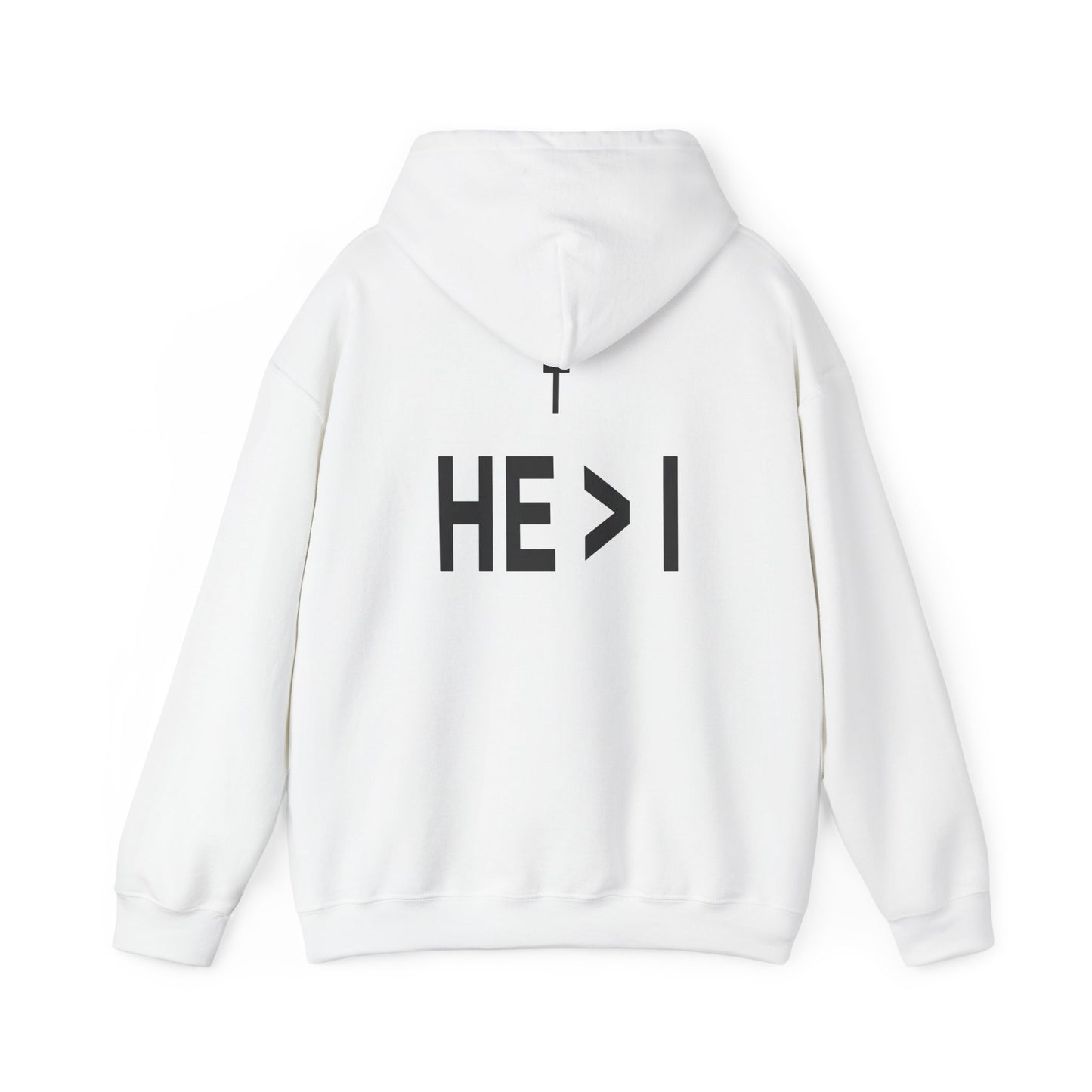 Cross Emblem Hoodie — 'HE > I' Christian Faith Pullover