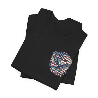 Professional Button Pusher Tee — Patriotic Eagle & Donkey Political Graphic Shirt
