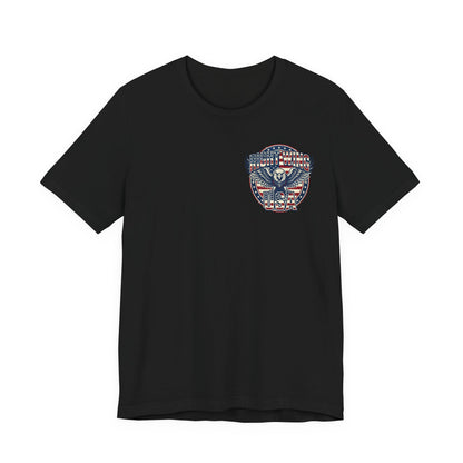 Professional Button Pusher Tee — Patriotic Eagle & Donkey Political Graphic Shirt