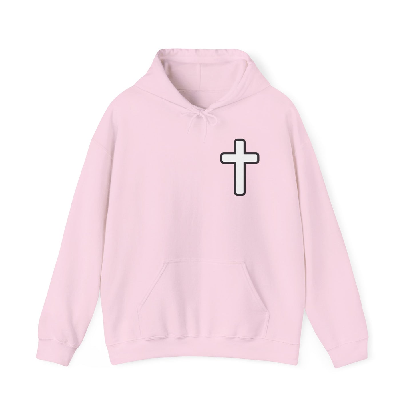 He > I Hoodie — Christian Faith Statement Pullover (He Is Greater Than I)