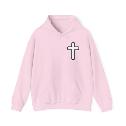He > I Hoodie — Christian Faith Statement Pullover (He Is Greater Than I)