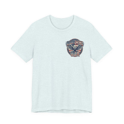 Professional Button Pusher Tee — Patriotic Eagle & Donkey Political Graphic Shirt