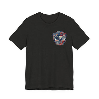 Professional Button Pusher Tee — Patriotic Eagle & Donkey Political Graphic Shirt