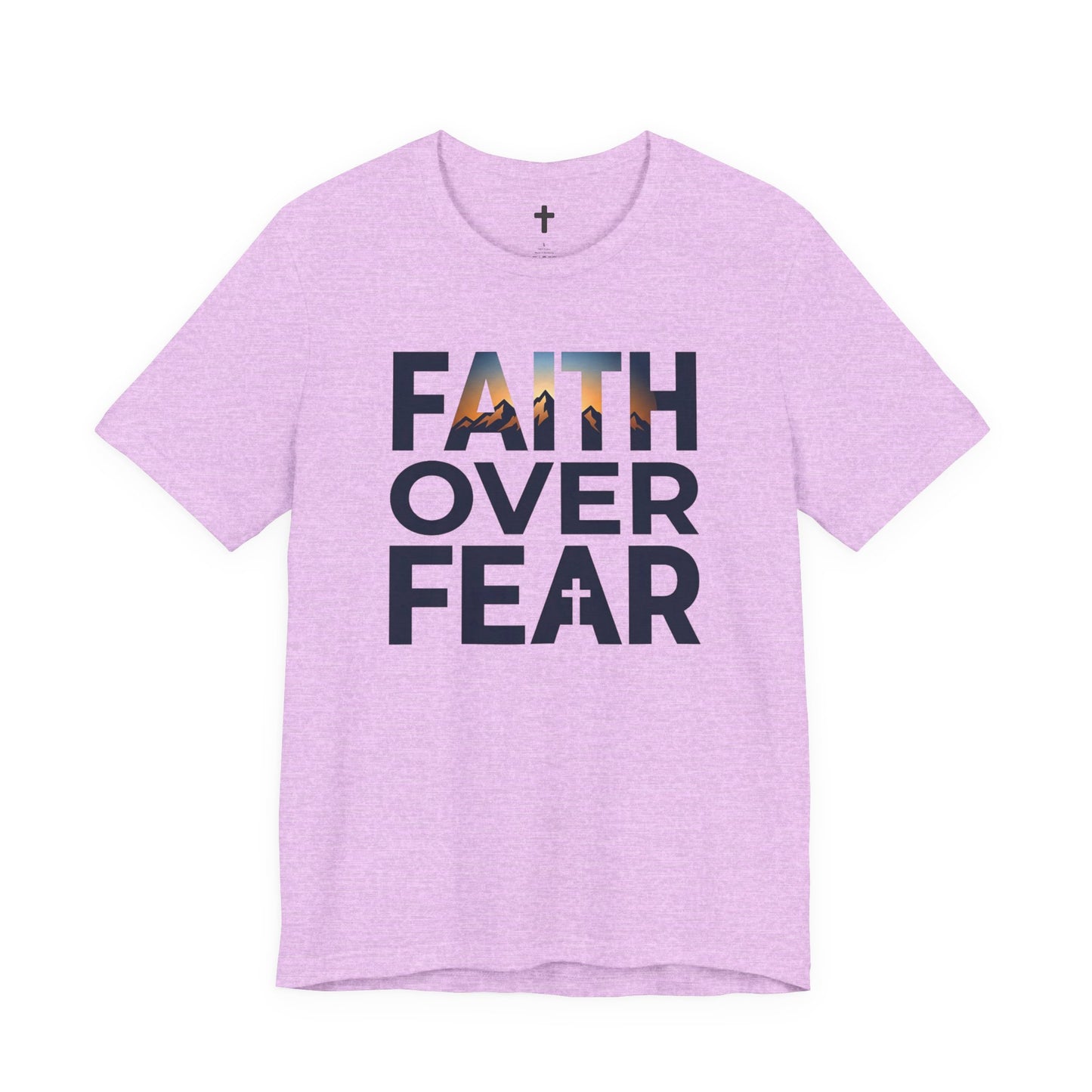 Faith Over Fear T-Shirt — Inspirational Christian Tee with Cross Graphic