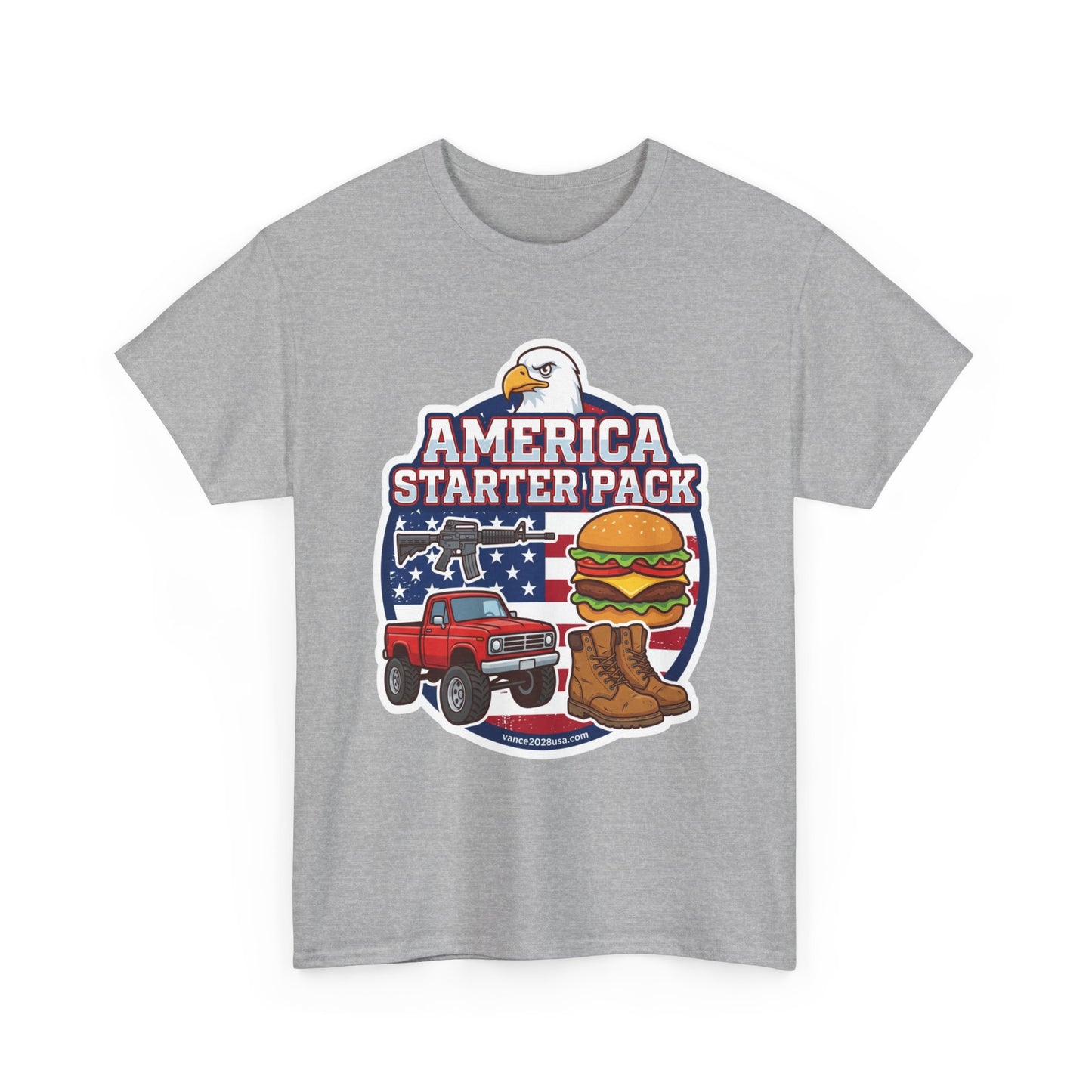 America Starter Pack T-Shirt — Patriotic Truck, Burger & Boots Tee