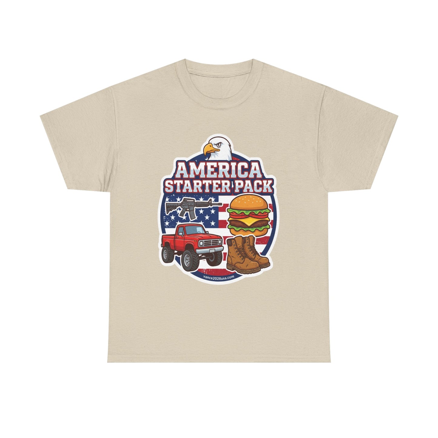America Starter Pack T-Shirt — Patriotic Truck, Burger & Boots Tee