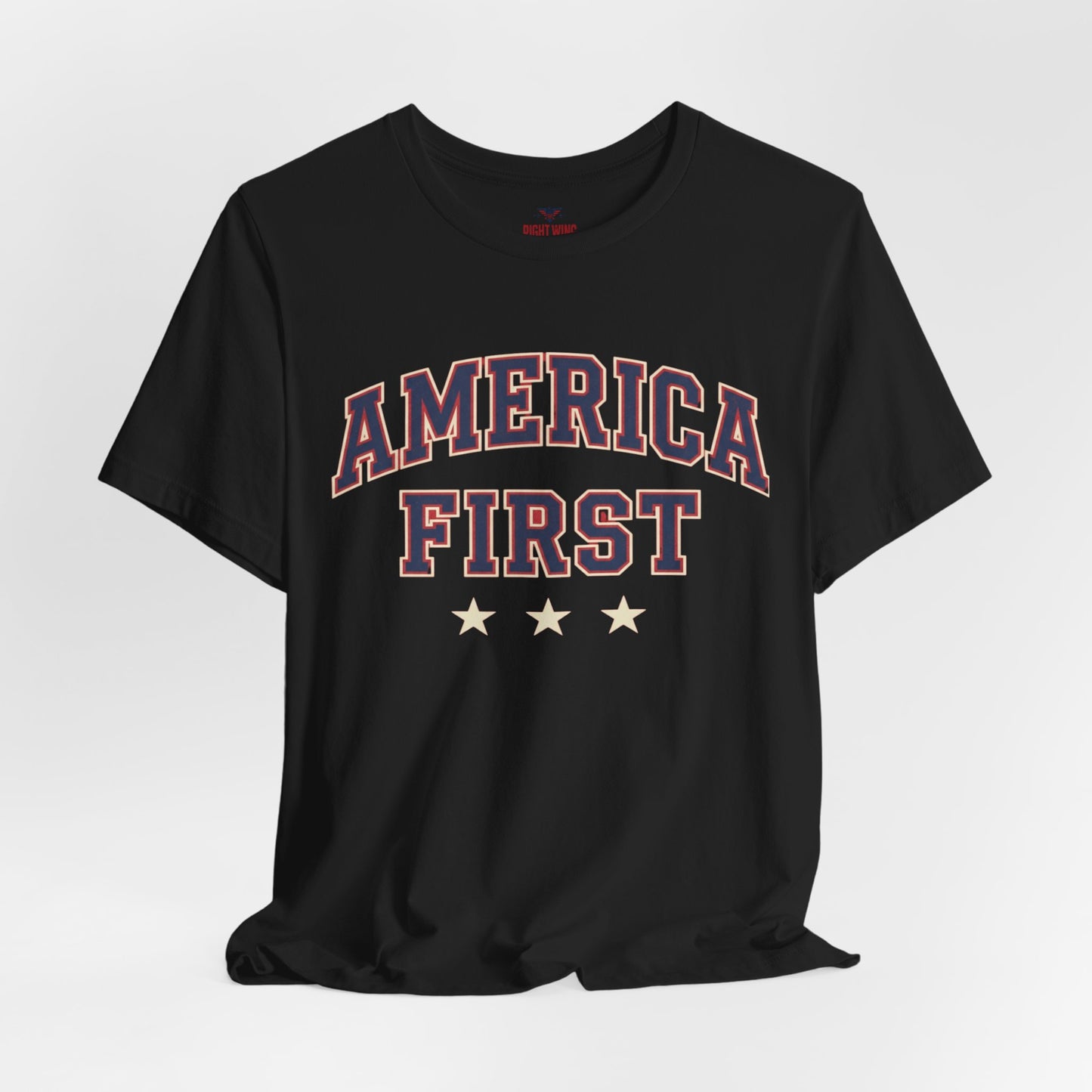 America First Graphic Tee — Patriotic USA Short Sleeve Shirt