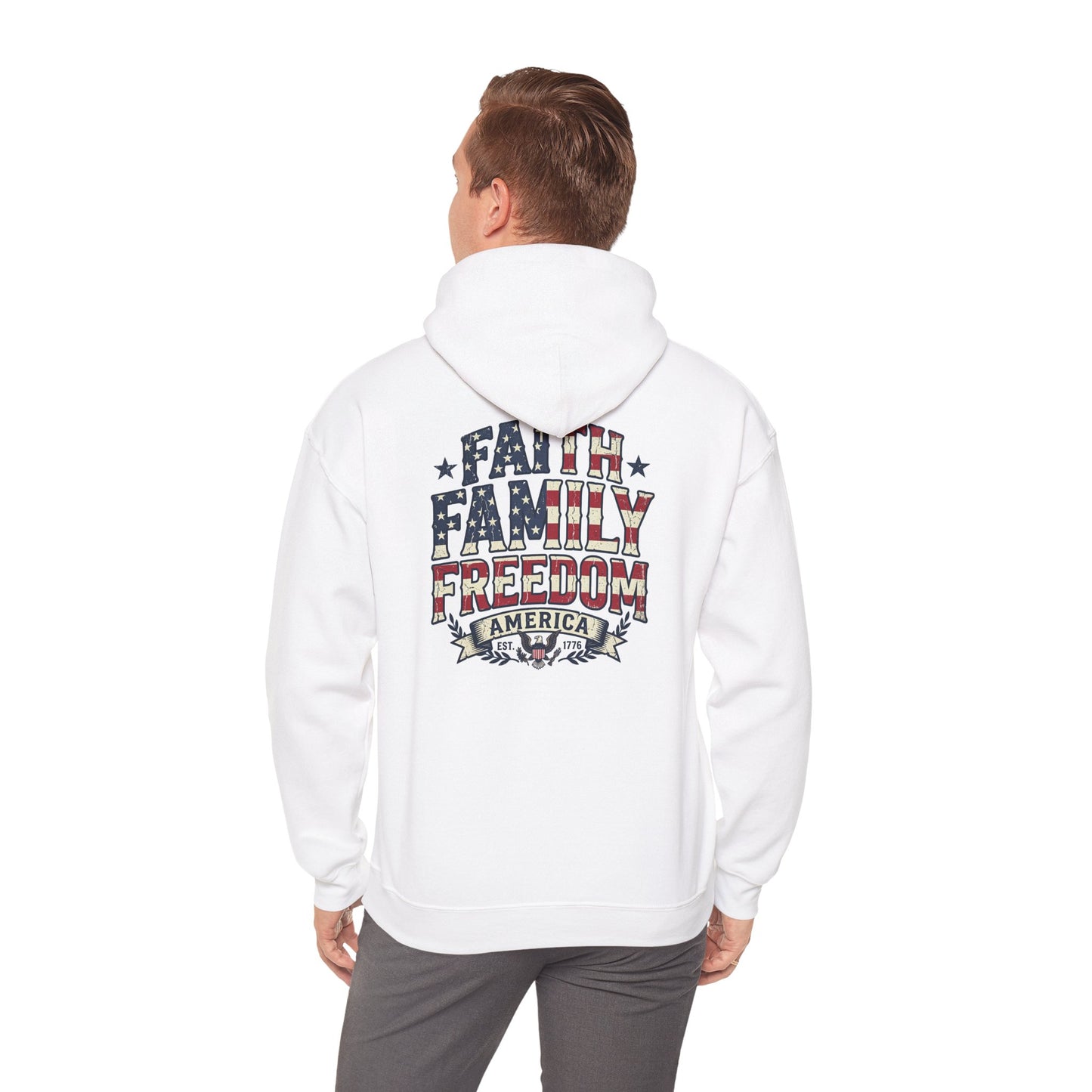 Patriotic Family Freedom Hoodie – American Flag Vintage Graphic