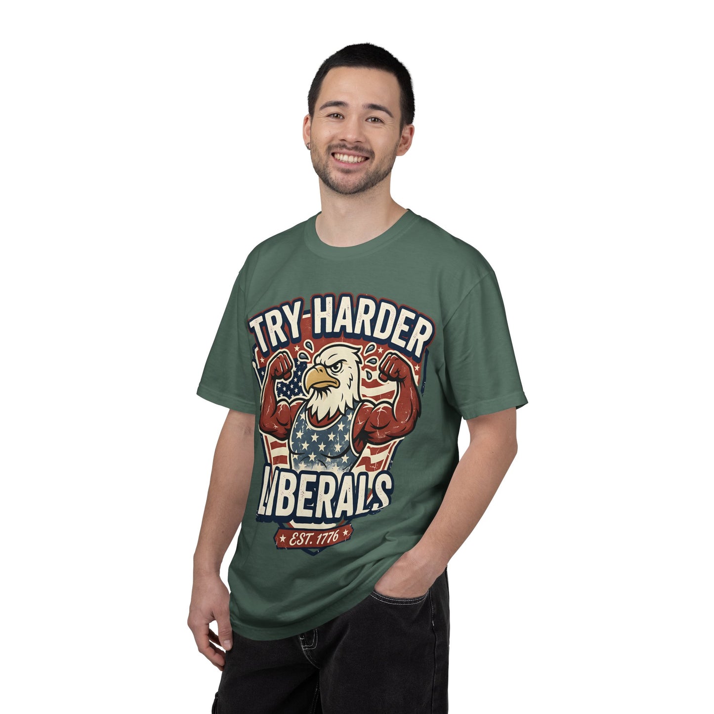 "Try Harder Liberals" T-Shirt — Patriotic Eagle Political Tee (Est. 1776)