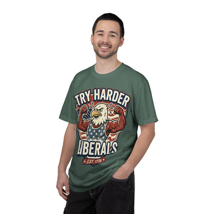 "Try Harder Liberals" T-Shirt — Patriotic Eagle Political Tee (Est. 1776)