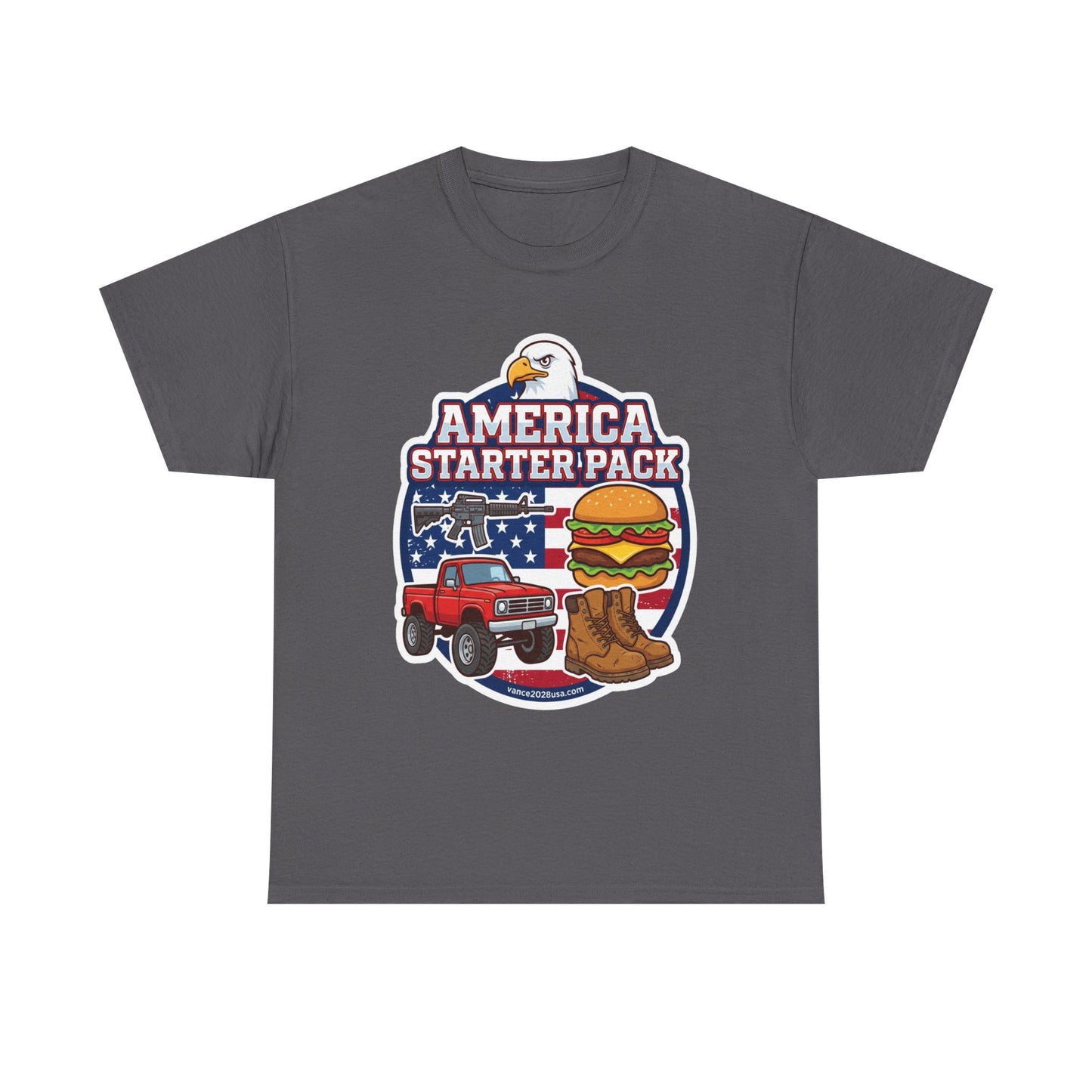America Starter Pack T-Shirt — Patriotic Truck, Burger & Boots Tee