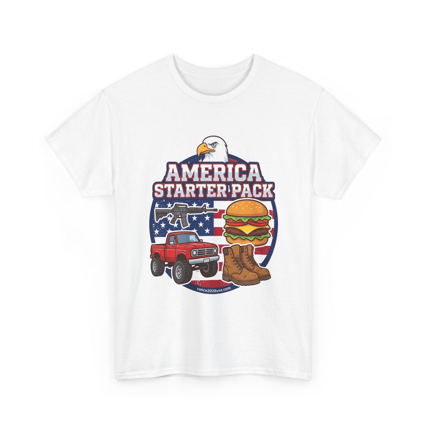 America Starter Pack T-Shirt — Patriotic Truck, Burger & Boots Tee