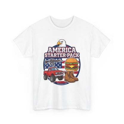 America Starter Pack T-Shirt — Patriotic Truck, Burger & Boots Tee
