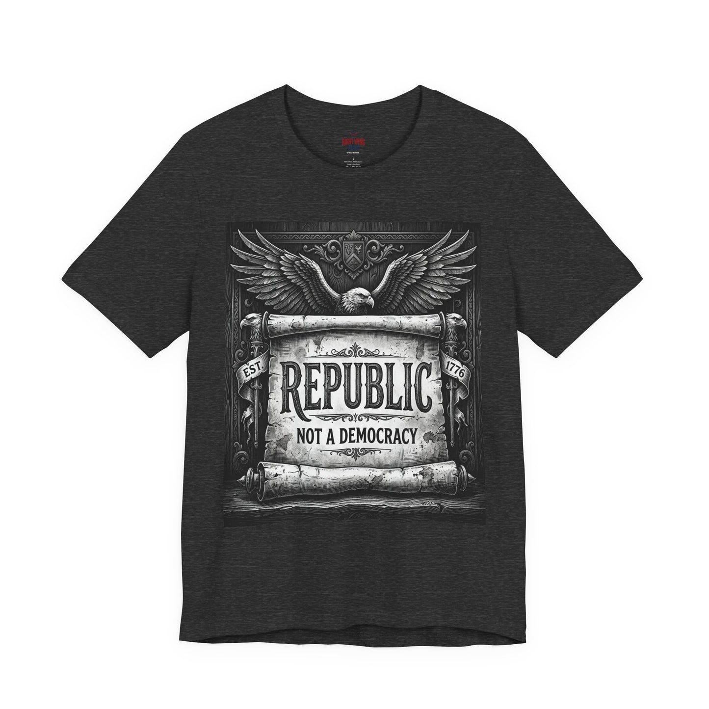 Republic Not a Democracy Graphic Tee — Patriotic Eagle Vintage T‑Shirt