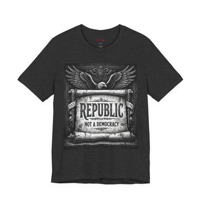 Republic Not a Democracy Graphic Tee — Patriotic Eagle Vintage T‑Shirt
